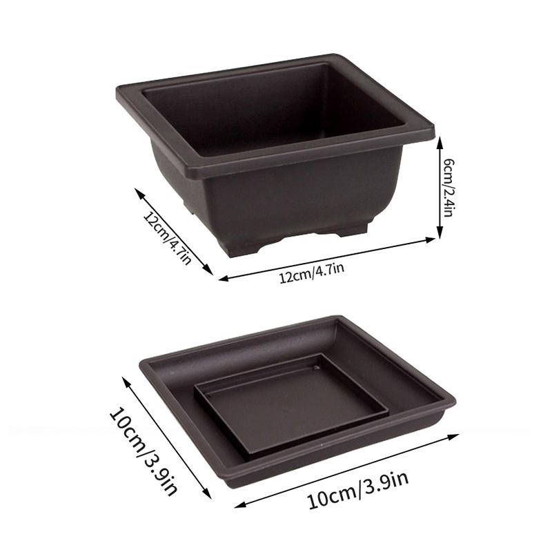 Bonsai Training Pots With Trays Rectangular Plastic Growing Pots Flowerpots Succulent Plants Pots Container Garden Decoration