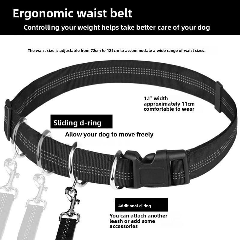 Outdoor running pet leash nylon reflective night run walk fanny pack leash dog leash set