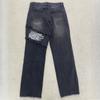 European and American trend straight tube loose washed distressed printed jeans