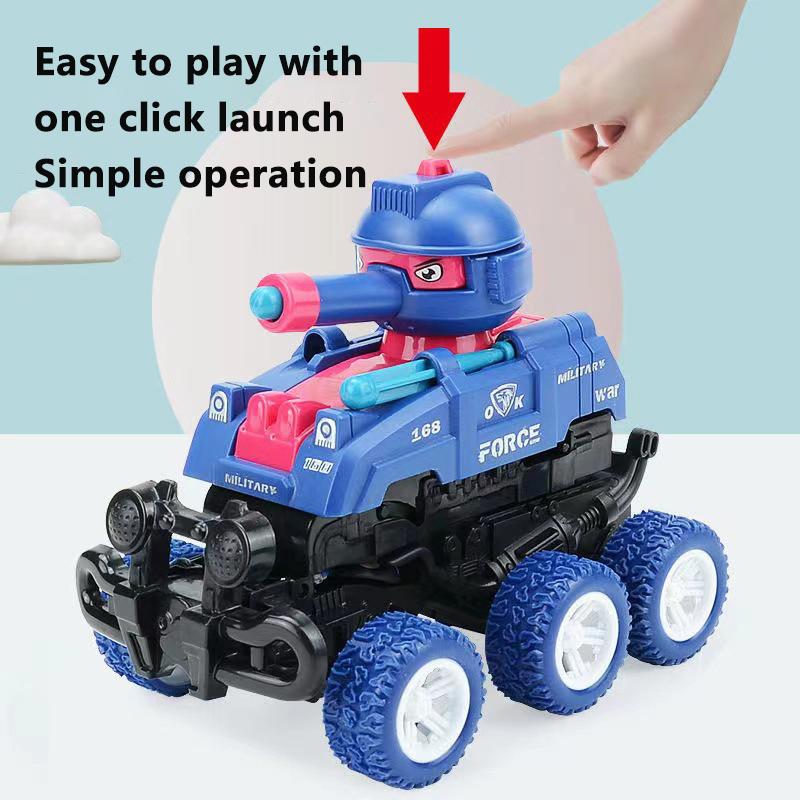 1 Piece Gift For Boys Girls Collision Deformation Can Launch Tank Simulation Walking Six-Wheel Inertial Off-Road Vehicle Model