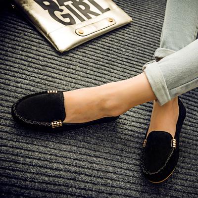 Frühling und Herbst Flachmündige Erbsenschuhe Flacher Absatz Einzelne Schuhe Damen Pedal Damenschuhe Faule Schuhe Große Größe