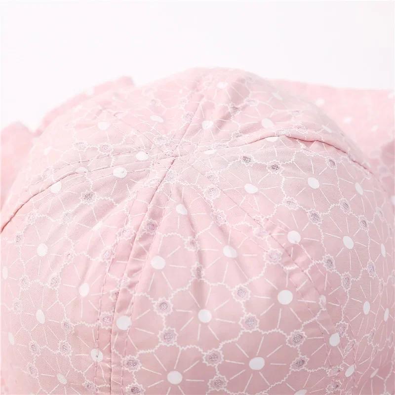 Summer Baby Sun Hat Floral Ruffle Toddler Girls Bucket Hat Solid Color Wide Brim Kids Travel Beach Fisherman Cap
