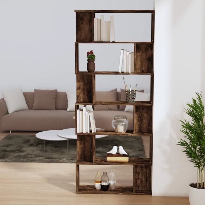 VidaXL Bookcase-Room Divider Smoked Oak 80x24x192 Cm Engineered Wood 816059