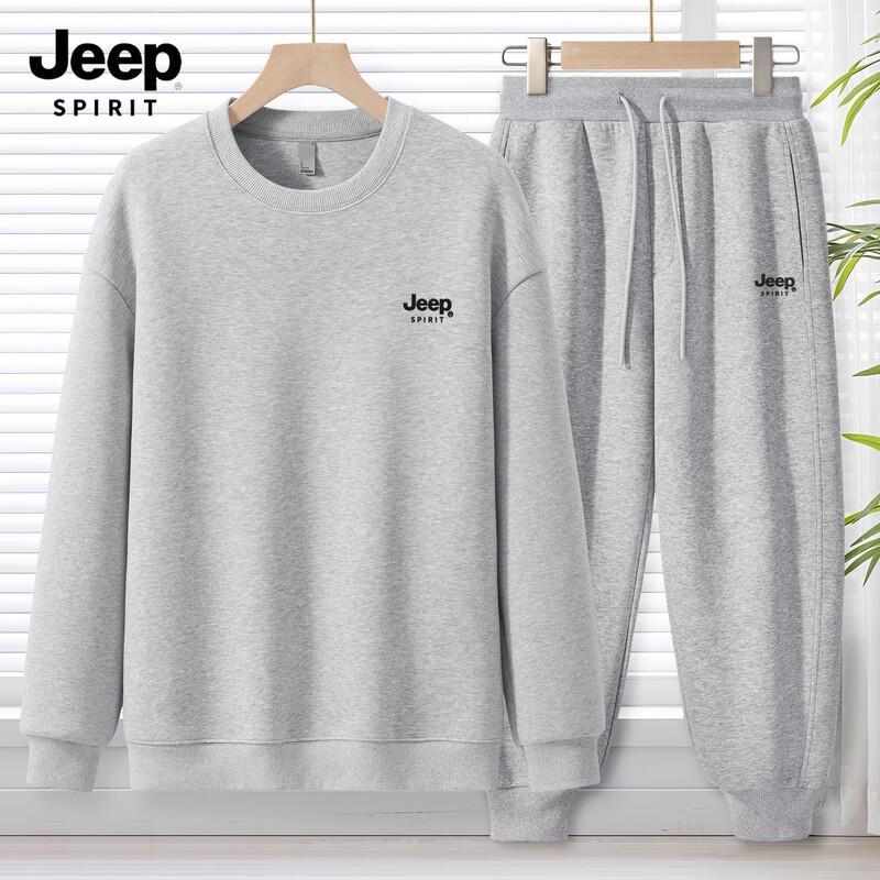 JEEP SPIRIT Men's 2025 Autumn Loose Fit Sweatshirt & Sweatpants Set