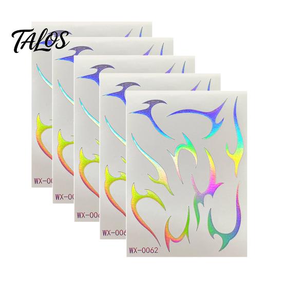 Talos 5 Sheets Holographic Lightning Tattoos, Waterproof Flash Temporary Stickers, Full Color Body Art for Festival Party