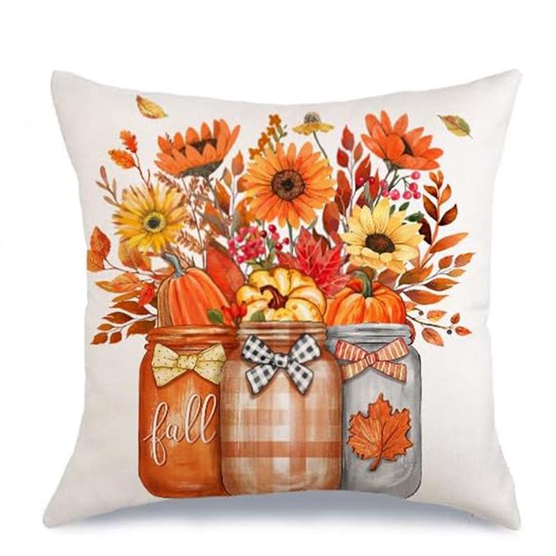 Autumn Thanksgiving Pumpkin Pillow Cover for Sofa, Bedroom, or Living Room Decor.