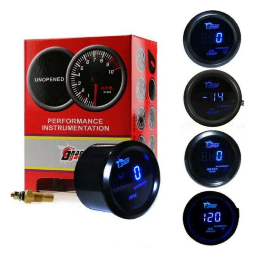 2 inch/52 mm Car Voltmeter Digital Blue/Red Led 12-24V Gauge Black Car Digital LED Display Voltage Gauge Voltmeter Round Panel