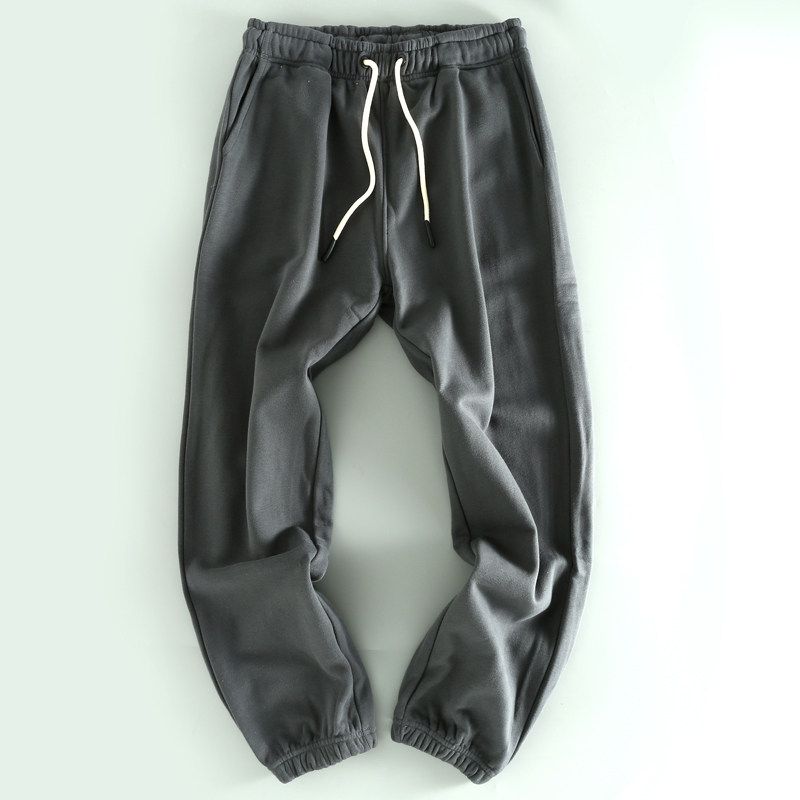 Foreign Trade Original Order Factory Direct Sales Men Pure Color Leak-Picking Big Sale Solid Color Terry Men's Trousers Drawstring Sports Casual Pants