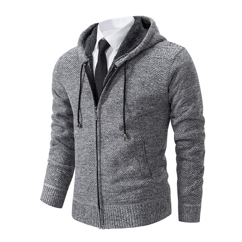 Autumn And Winter Men'S Jacket Cardigan Sweater Men'S Knitted Sweater Hooded Fleece Casual Thickened Jacket Men'S Sweater