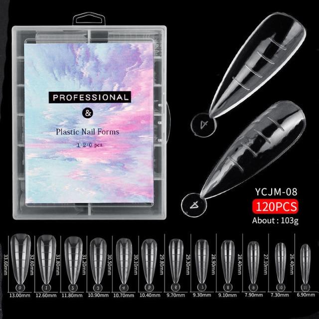 120pcs Kit Plastic Curve False Nails Art Dual Form French Tips Gel Extension Mode Acrylic Manicure Tool Accessories Sets