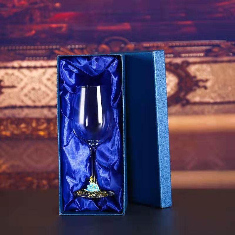Superior Enamel Peony Glass Crystal Champagne Cup Set Goblet Glasses Glasses of Wine Wineglass Luxury Glass Cups Vintage Whiskey