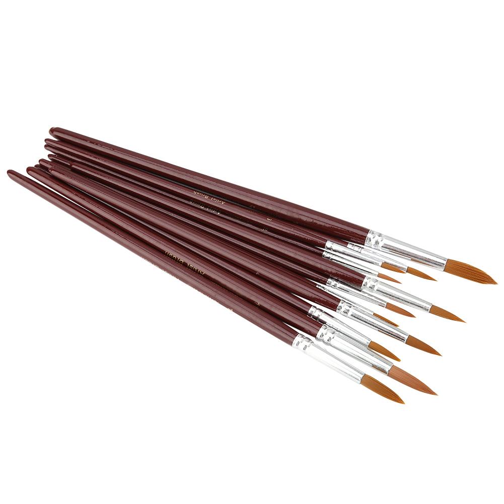 12Pcs set Watercolor Paint Brush Nylon Hair Art Painting Brush Drawing Supplies(Round tip)