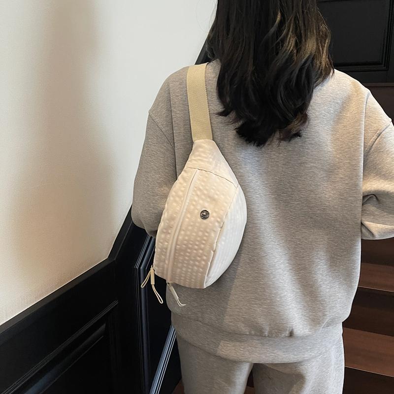 Grid Pattern Waist Bag Multiple Pockets Fashionable Crossbody Bag for Women Street Style Accessory