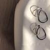 Silver needle cold wind new contrasting color oval earrings retro stud earrings elegant simple versatile earrings women