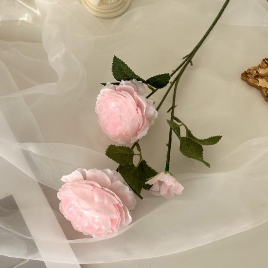 Nep Zijde Pioenroos Kunstbloem voor Vaas 25" Nep Pioenroos Takken met 2 Bloemen En 1 Knop voor Doe-het-zelf Bruidsboeket Bruidsdouche Huis Tafel
