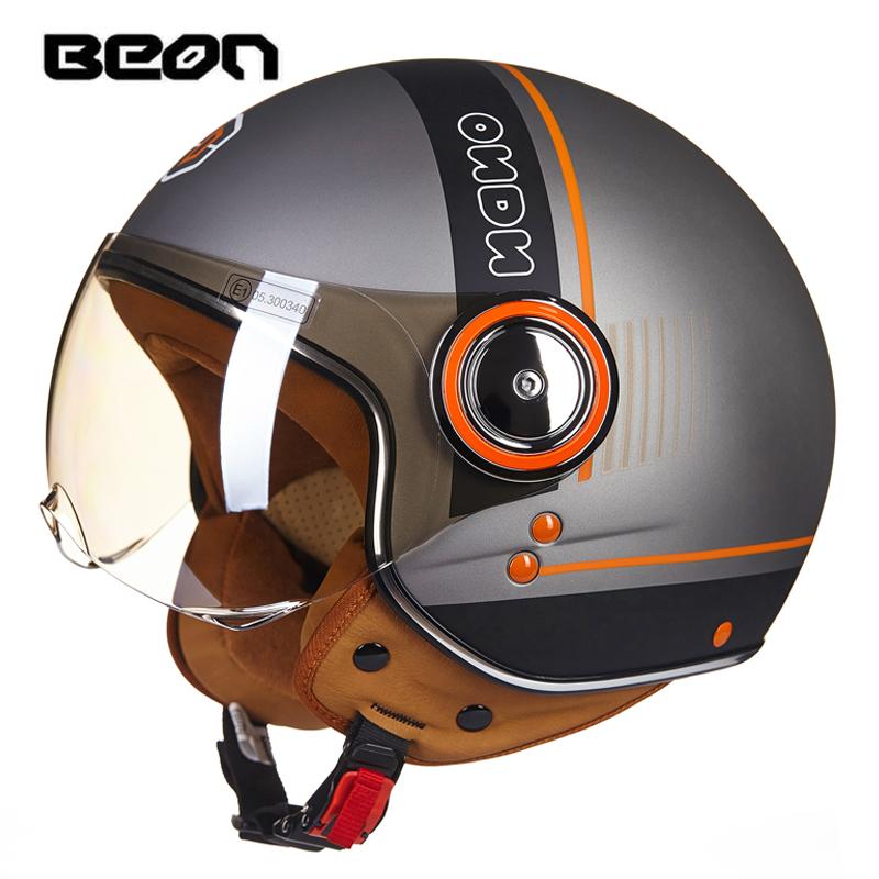 BEON Motorcycle Helmet Open Face Casco Moto Electric Scooter Helmet DOT Certified Retro Vintage Helmet Motorbike Racing Capacete