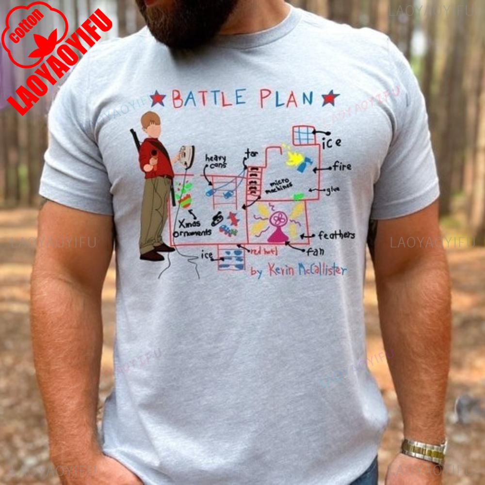 Home Alone Battle Plan Map TShirt Christmas Battle Plan TShirt Funny Home Alone Shirt Christmas Unique Gift Unisex Women Tee Tops S
