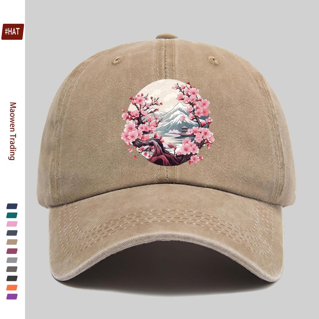 pc Unisex Cherry Blossom Tree Print Baseball Cap Simple Decorative Hat for Home and Casual Wear Multiple Colors Available Co