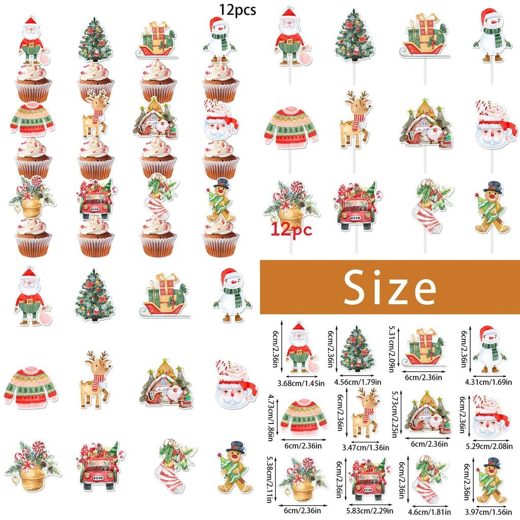 Festive Cake Toppers Flags With Paper Material For Christmas Baking And Party