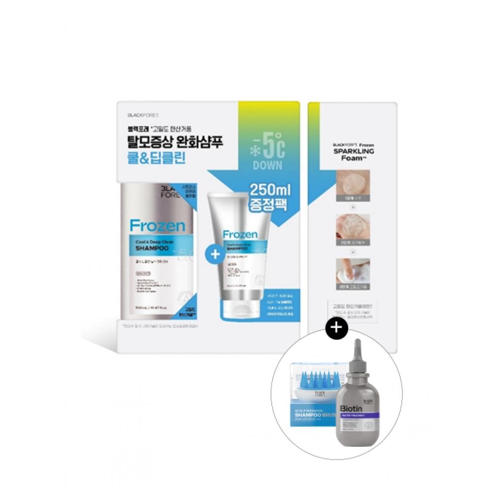 BlackForet [Hair Loss Symptom Remediation] Black Foret Cool   Deep Clean Hair Loss Shampoo 500ml+250ml+ Biotin Treatment+ Shampoo Brush Free NONE