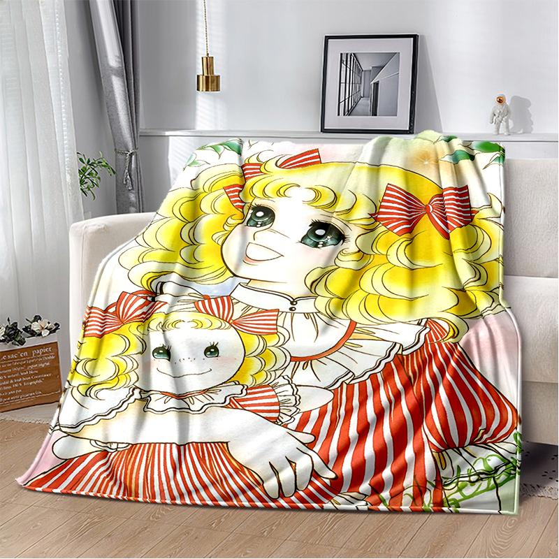 Candy Candy 29 Styl Nowy Retro Kreskówkowa Dziewczyna Anime Miękki Pluszowy Koc, Flanelowy Koc Narzuta do Salonu Sypialni Sofa Prezent dla Dziecka