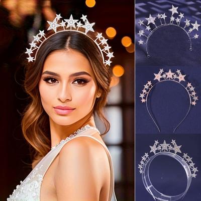 Vílí Koruna Roztomilá Krištáľová Svadobná Vlasová Tiará Svadobné Vlasové Doplnky Kamienková Čelenka Hviezdicový Vlasový Kruh Doplnky do Vlasov Vlasové Šperky