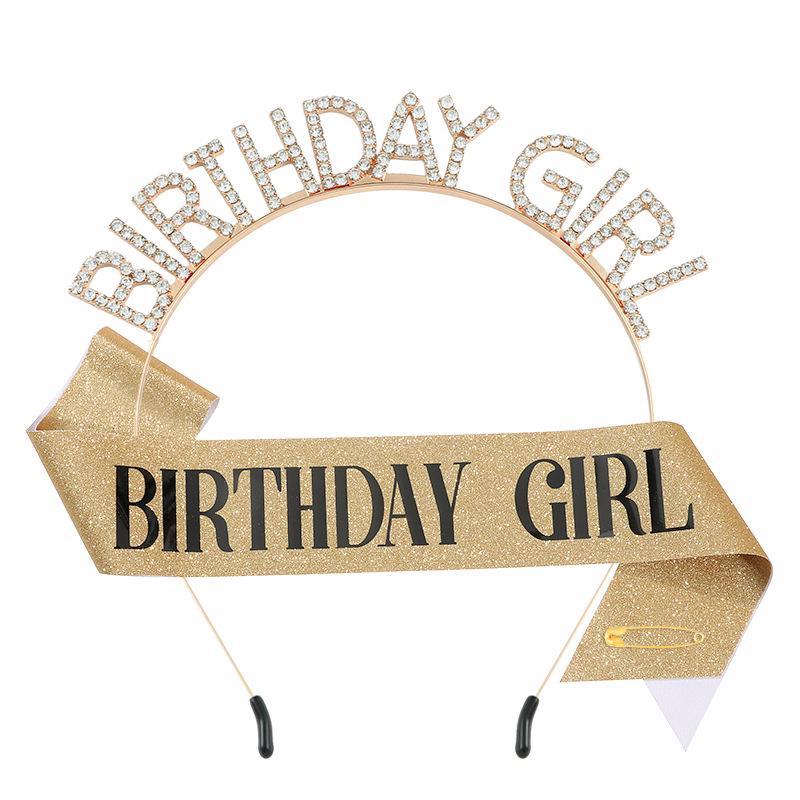 Birthday Girl Rhinestone Headband & Sash Set – Perfect Party Gift & Decoration