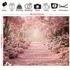 2D Dreamy Sakura Forest Tapestry, Pink Cherry Blossom Path Wall Hanging