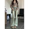 Retro Washed American-Style High Waist Micro-Flare Jeans - Elastic, Slimming Horseshoe Pants for Spring, Summer, Autumn.