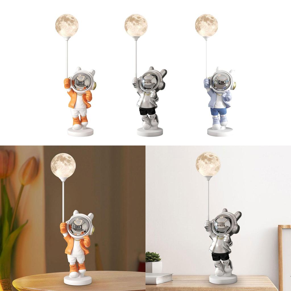 Astronaut Statue with Light Resin Figurine Artwork Gift Crafts Tabletop Ornament