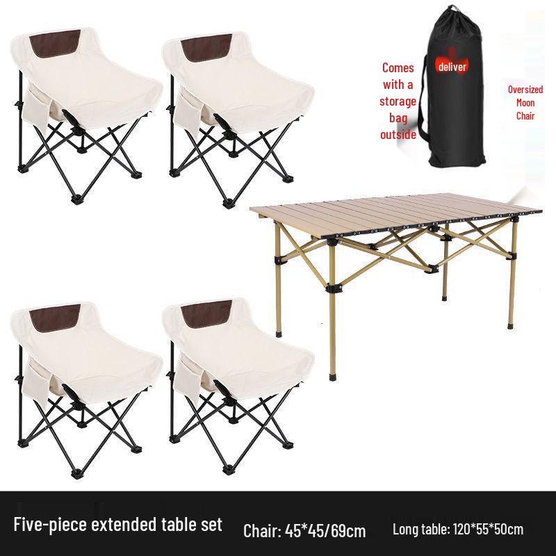 Outdoor Folding Camping Table & High-Back Chair Set