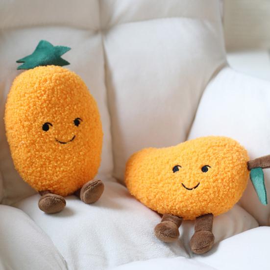 Plush Fruit Dog Toy Bite Resistant Squeaky Chew Avocado Mango Watermelon Pineapple Plushie Boredom Stress Relief Dog Teething Interactive