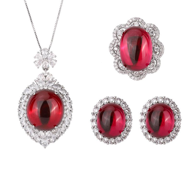 Jewelry Dan Shape Treasure Pendant 18 * 20 Ring 13 * 18 Earrings 10 * 12 Women'S Set