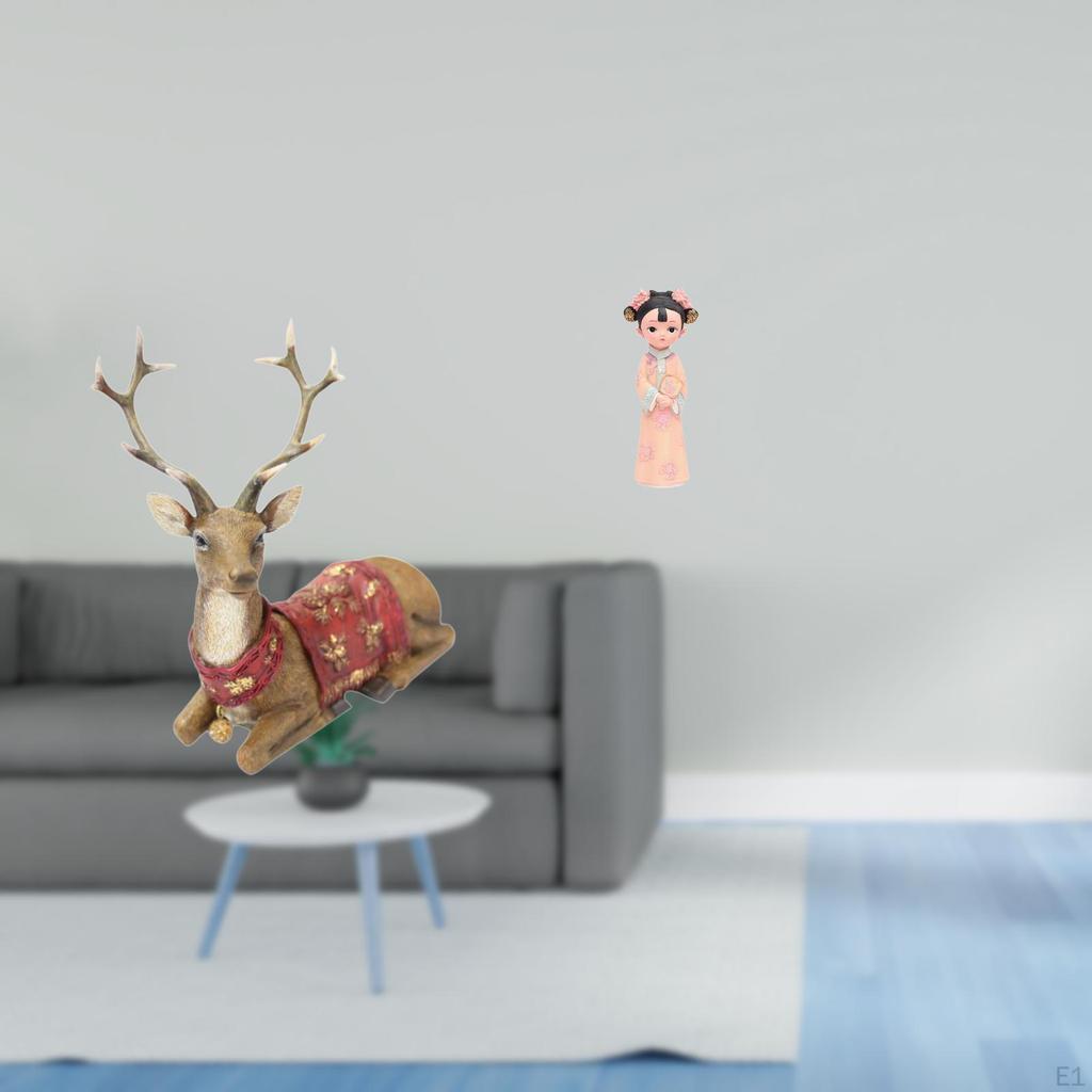 Reindeer Elk Deer Sculpture Ornament Figurine Statue for Living Room Office Bedroom Farmhouse Girl