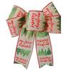 Double Layer Christmas Ribbon Accent Set of 2, Fabric Hanging Pieces for Tree Entry Wall Wreath and Gift Finish