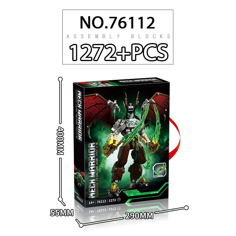 1272+Pcs Mech Warrior Mech Building Blocks Set Dragon Wings Action Figure Model Educational Diy Toys For Kids Boys Birthday Gift