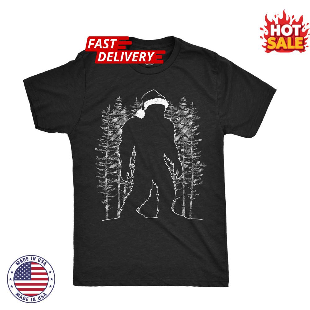 Men s Funny T Shirts Bigfoot Santa Sarcastic Christmas Sasquatch Graphic Novelty Unisex T-Shirt S