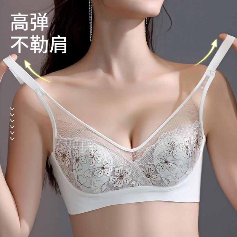 Summer new products are comfortable, ultra-thin, steel-free bras, gathered and adjusted upper support, large breasts and small underwear,women's bras.