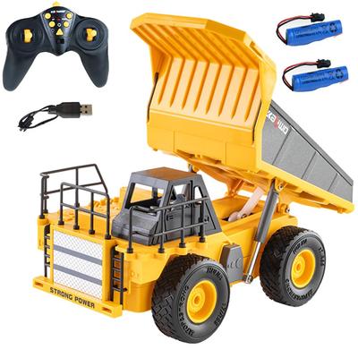 124 Scale RC Dump Truck, Engineering Vehicle, 2.4GHz, 360° Rotating LED Light, Alloy Reinforced, for Kids, Indoor Play, Birthday Gift for Boys, Gift