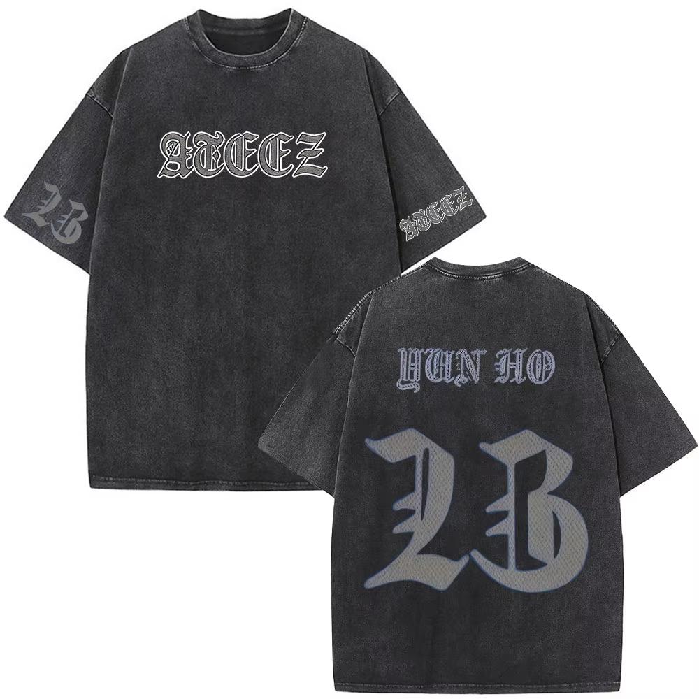2026 Merch de la tournée mondiale Kpop coréenne ATEEZ dans Votre Fantaisie T-shirts Lavés Vintage Hommes Femmes Mode Coton Décontracté Col Rond T-shirt Manches Courtes Tee Top