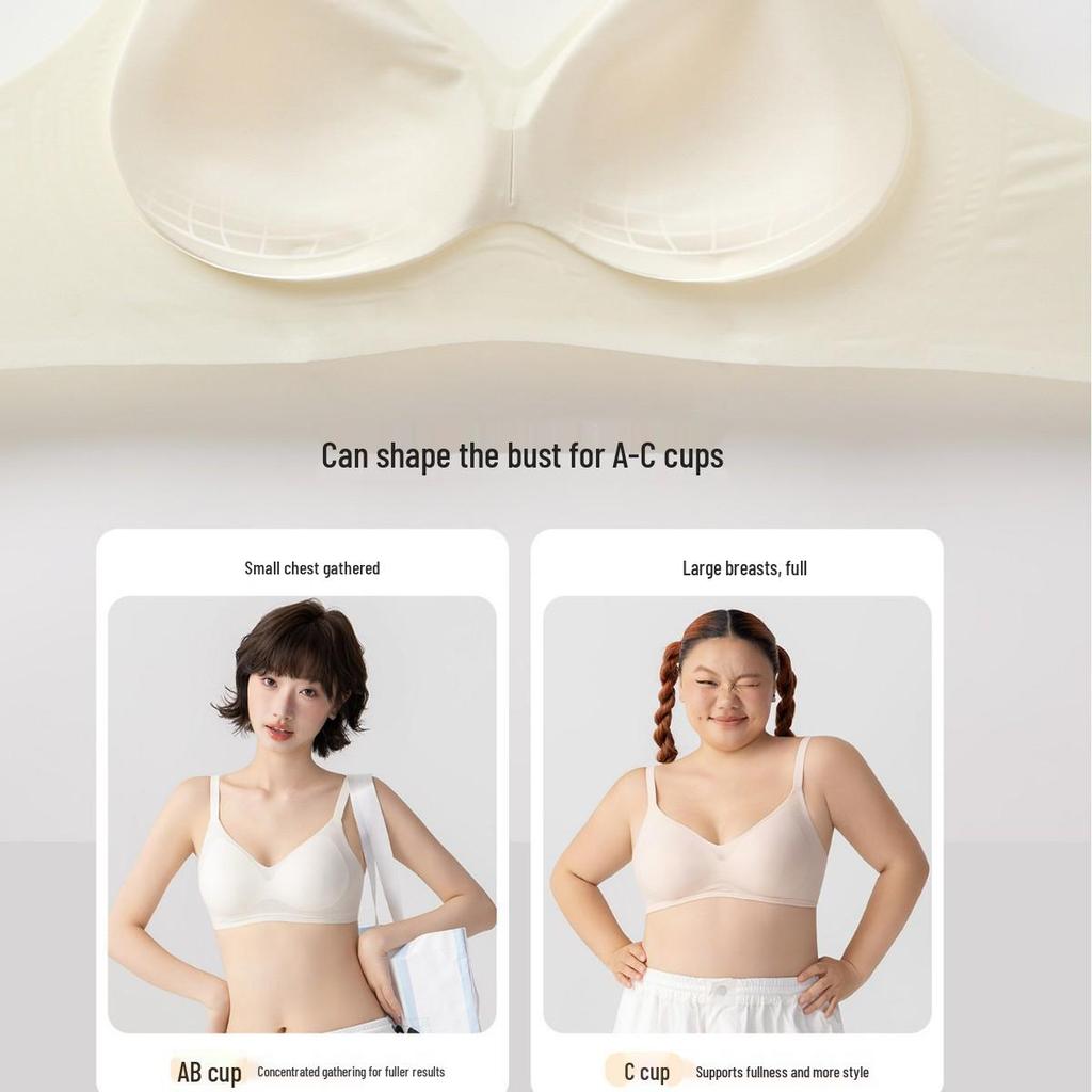 Six Rabbits Women's Push-Up Wire-Free Soft Support Bra, Small Bust, Anti-Sagging, Side Support