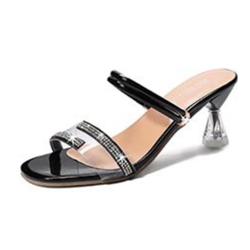 zapatos de mujer women classic black peep toe crystal shining stiletto heel shoes lady fashion comfort spring heel shoes ga120