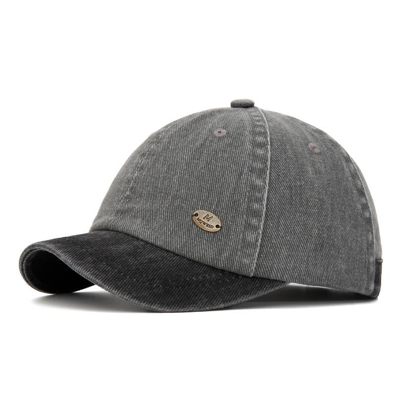 Retro Washed Distressed Short Brim Baseball Cap - Unisex Sun Protection Hat for Spring/Summer