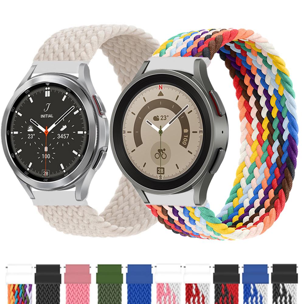 20mm 22mm Band for Samsung Galaxy watch 6 7 4 5 pro active 2 Gear S3 braided solo loop bracelet correa Huawei watch GT 2 3 strap