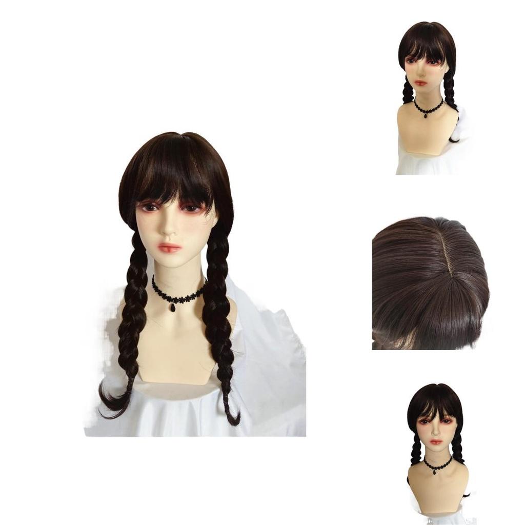 Wednesdays Addams Family Hair Knitting Wig – Halloween Cosplay Party Style
