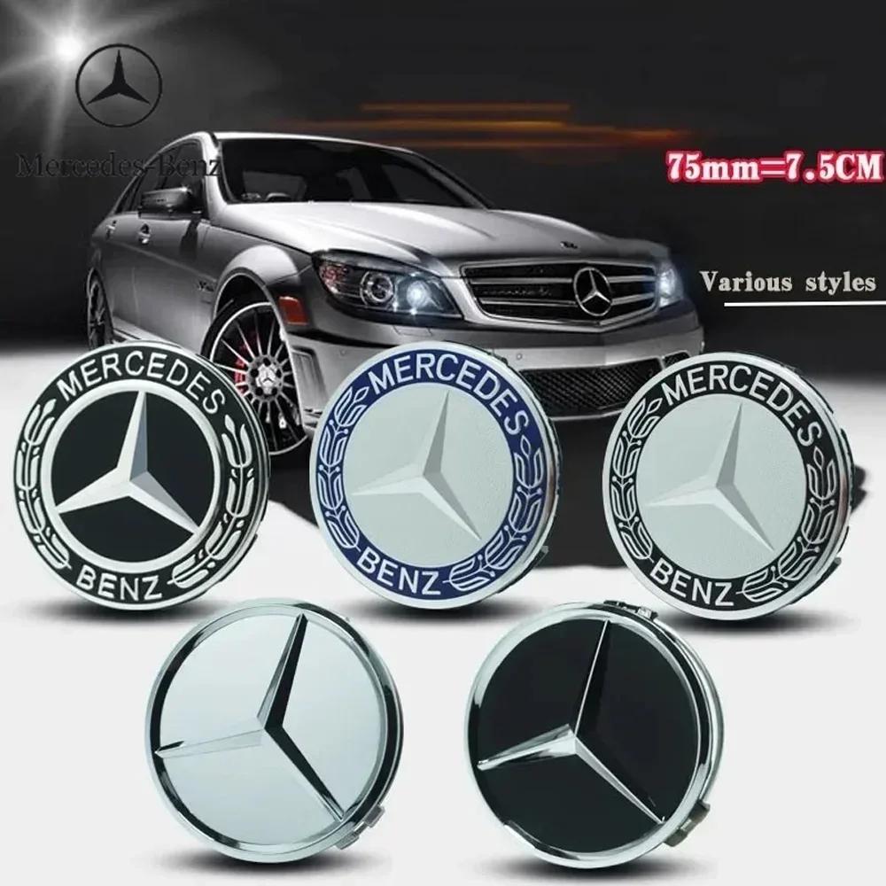C200 E300 2026 Heiß 4 Stück ABS 75mm Auto Felgen Radkappen Radnabendeckel Für Mercedes Benz AMG C E S GLE CLC Klasse W204 W221 W205 W17