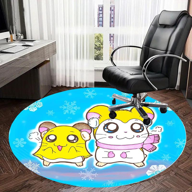 1pc Winter Hamsters Round carpet, Made of Polyester,Perfect for Decorating Office Chairs, Living Rooms