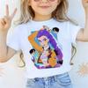Boys' and Girls' Demon Hunter Girls Group Loose-Fit T-Shirt Summer Kids' Casual Round-Neck Short-Sleeve Top