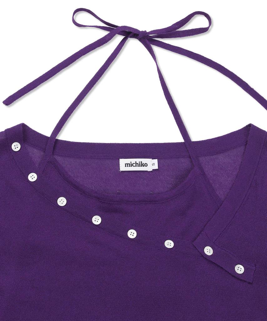 Michikoleondeonkosino Off-Shoulder Sleeveless Knit Set Purple