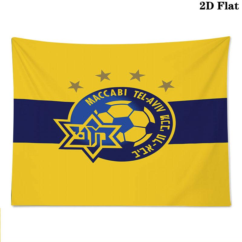 Arazzo da Parete Maccabi Tel Aviv F.C Appeso Estetico alla Parete Coperta in Tessuto Stampato Arazzi Decorativi per Camera da Letto Soggiorno Arredamento per la Casa
